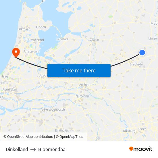 Dinkelland to Bloemendaal map
