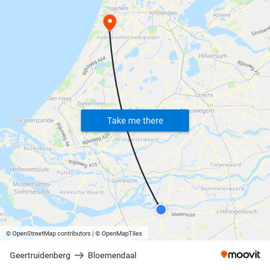 Geertruidenberg to Bloemendaal map