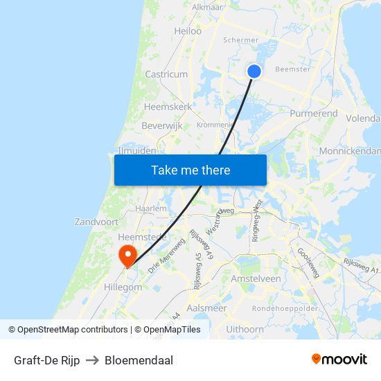 Graft-De Rijp to Bloemendaal map