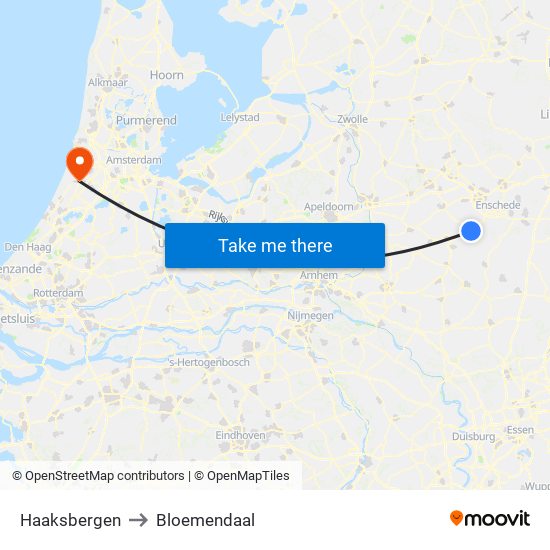 Haaksbergen to Bloemendaal map
