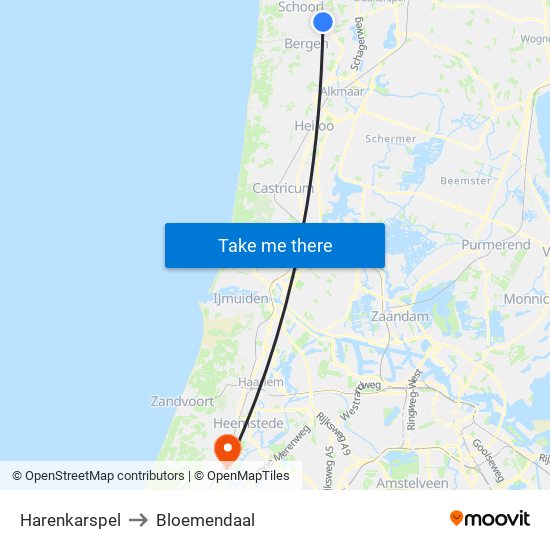 Harenkarspel to Bloemendaal map