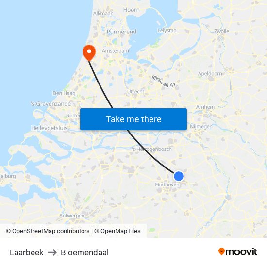 Laarbeek to Bloemendaal map