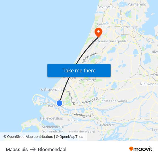 Maassluis to Bloemendaal map