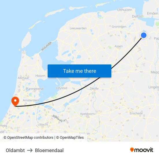 Oldambt to Bloemendaal map