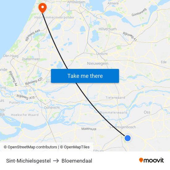 Sint-Michielsgestel to Bloemendaal map