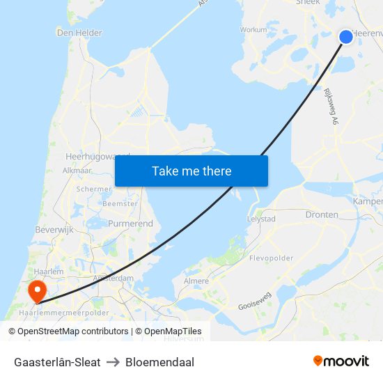 Gaasterlân-Sleat to Bloemendaal map