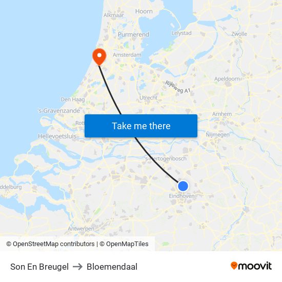 Son En Breugel to Bloemendaal map