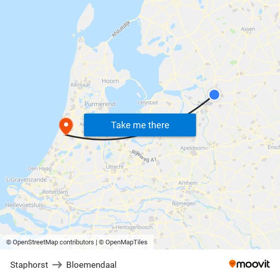 Staphorst to Bloemendaal map