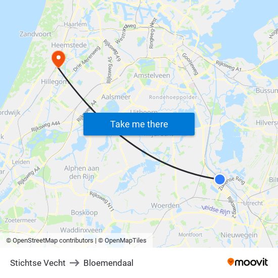 Stichtse Vecht to Bloemendaal map