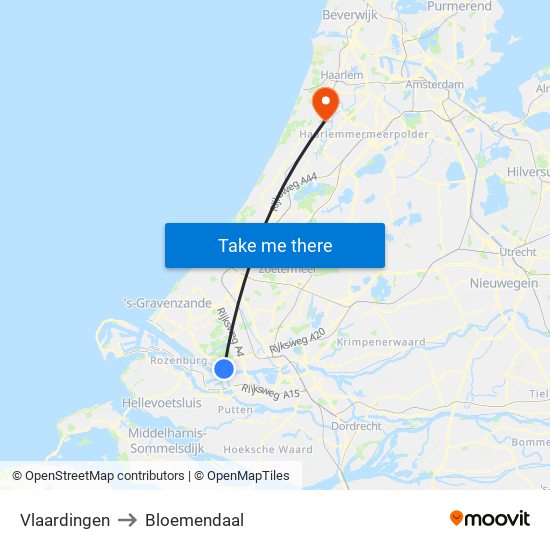 Vlaardingen to Bloemendaal map