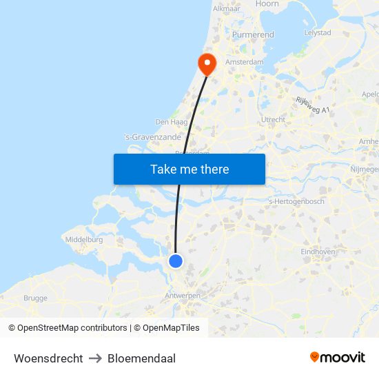 Woensdrecht to Bloemendaal map