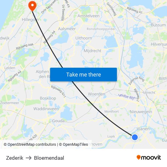 Zederik to Bloemendaal map