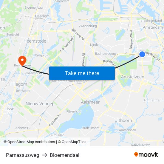 Parnassusweg to Bloemendaal map