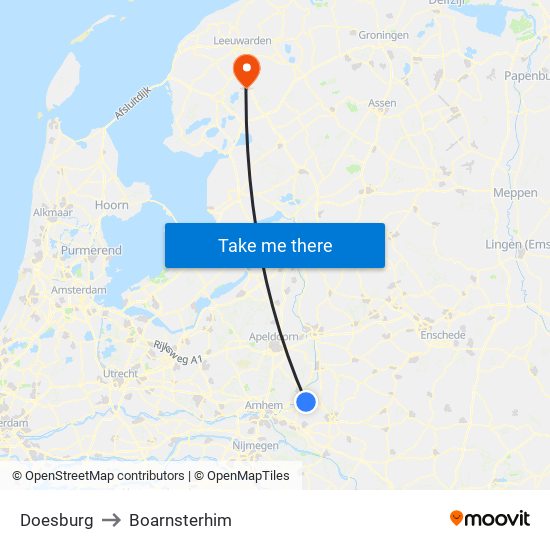 Doesburg to Boarnsterhim map
