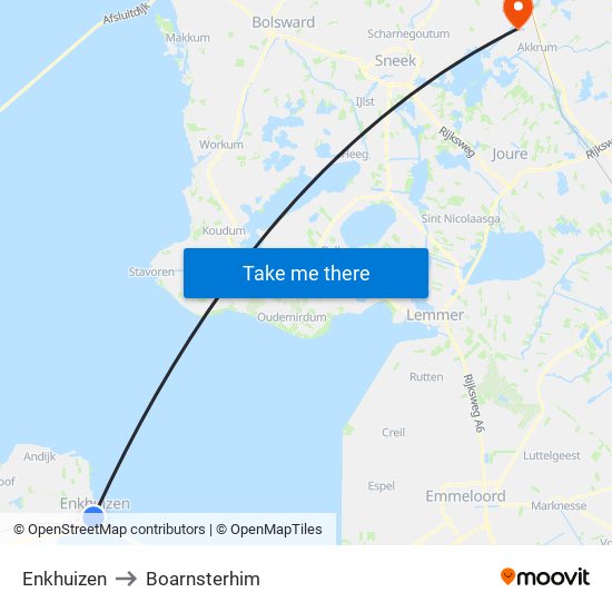 Enkhuizen to Boarnsterhim map