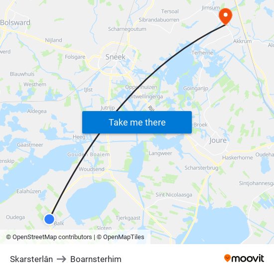 Skarsterlân to Boarnsterhim map