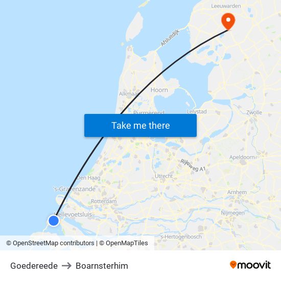 Goedereede to Boarnsterhim map