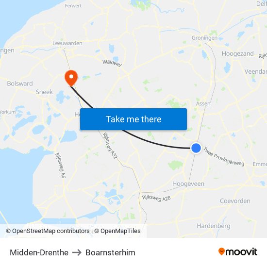 Midden-Drenthe to Boarnsterhim map