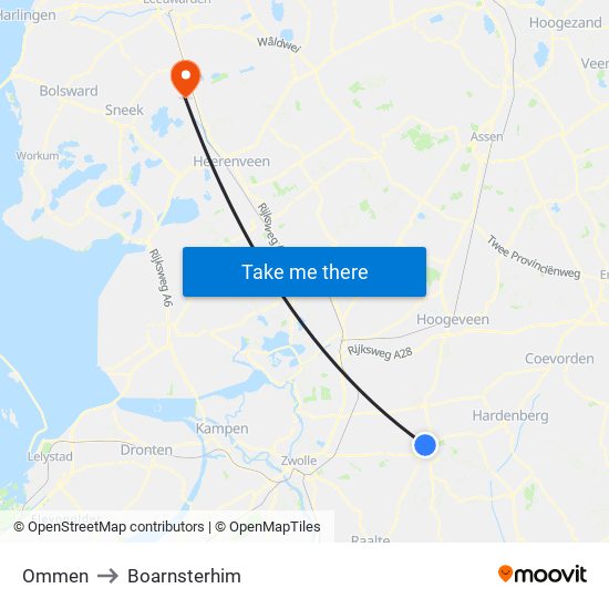 Ommen to Boarnsterhim map