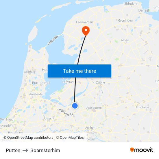 Putten to Boarnsterhim map