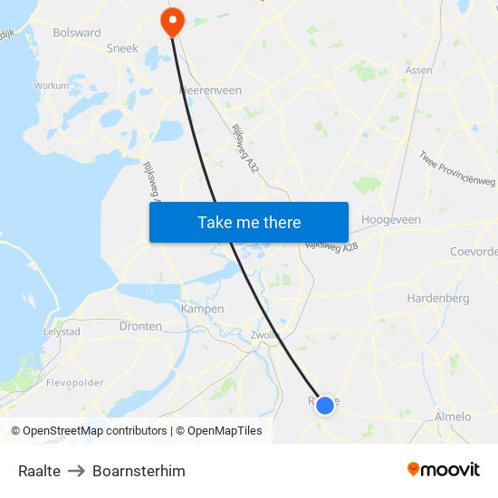 Raalte to Boarnsterhim map