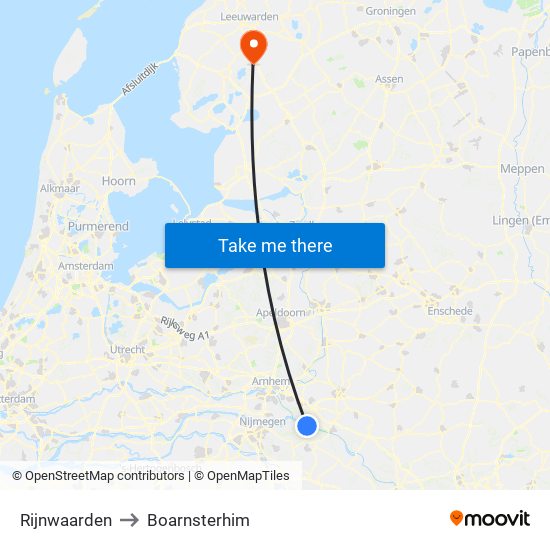 Rijnwaarden to Boarnsterhim map