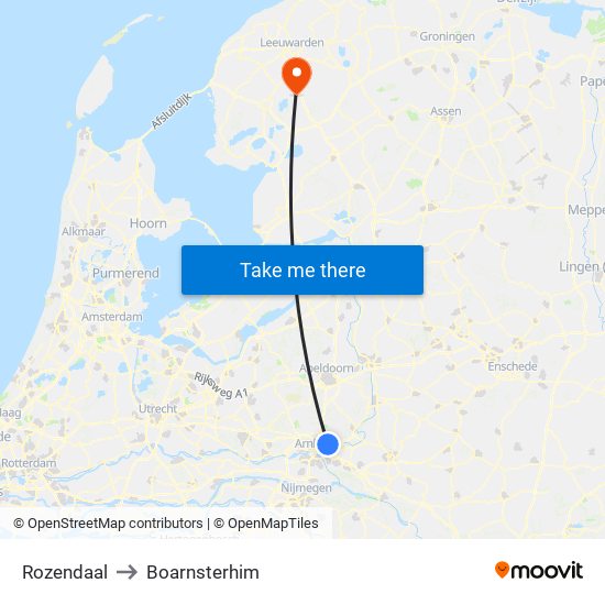 Rozendaal to Boarnsterhim map