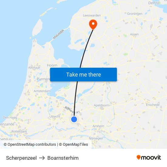 Scherpenzeel to Boarnsterhim map