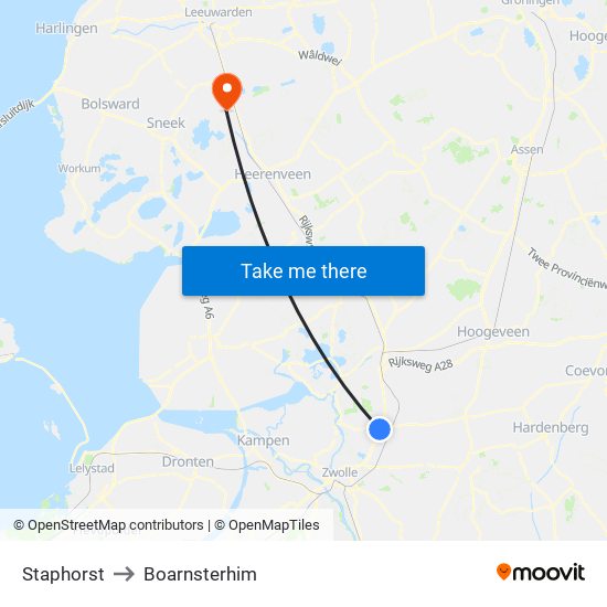 Staphorst to Boarnsterhim map