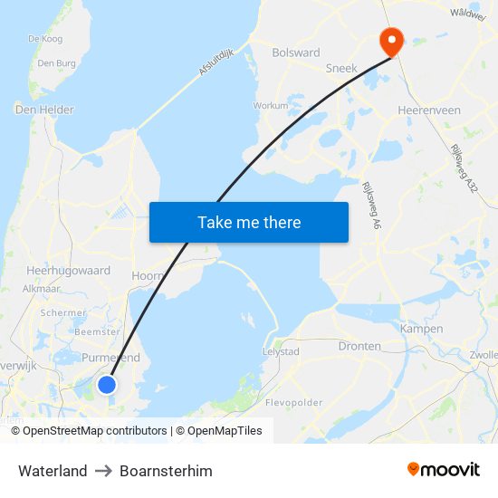 Waterland to Boarnsterhim map