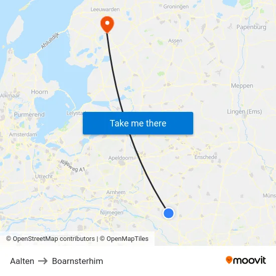 Aalten to Boarnsterhim map