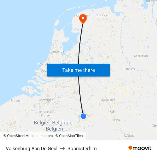 Valkenburg Aan De Geul to Boarnsterhim map