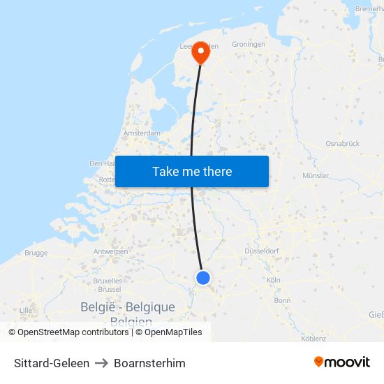 Sittard-Geleen to Boarnsterhim map