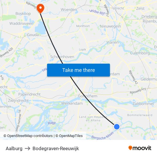 Aalburg to Bodegraven-Reeuwijk map