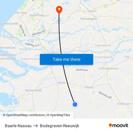 Baarle-Nassau to Bodegraven-Reeuwijk map