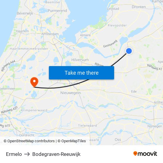 Ermelo to Bodegraven-Reeuwijk map