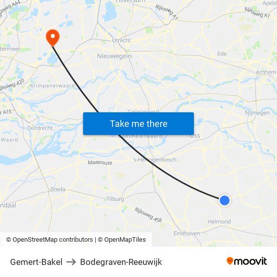 Gemert-Bakel to Bodegraven-Reeuwijk map