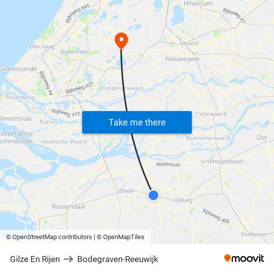 Gilze En Rijen to Bodegraven-Reeuwijk map