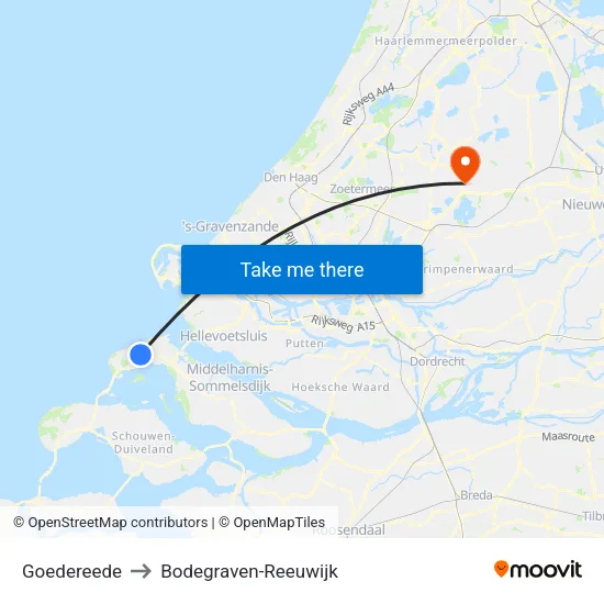 Goedereede to Bodegraven-Reeuwijk map