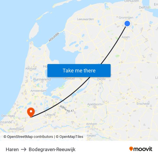 Haren to Bodegraven-Reeuwijk map