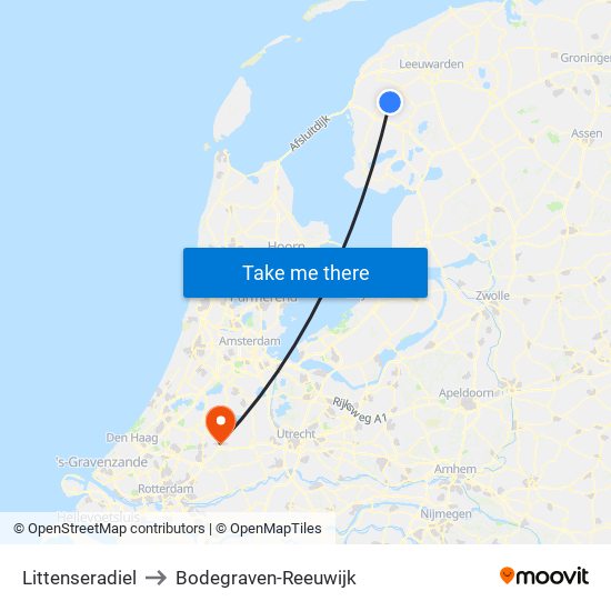 Littenseradiel to Bodegraven-Reeuwijk map