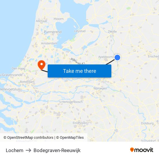 Lochem to Bodegraven-Reeuwijk map
