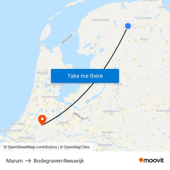 Marum to Bodegraven-Reeuwijk map