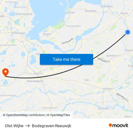 Olst-Wijhe to Bodegraven-Reeuwijk map