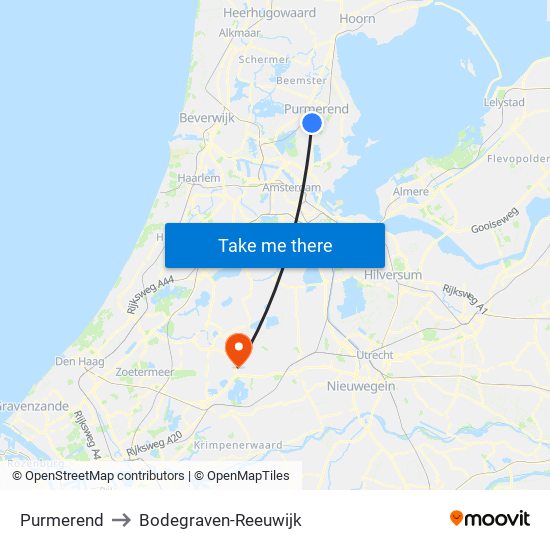 Purmerend to Bodegraven-Reeuwijk map