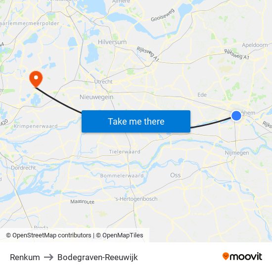 Renkum to Bodegraven-Reeuwijk map