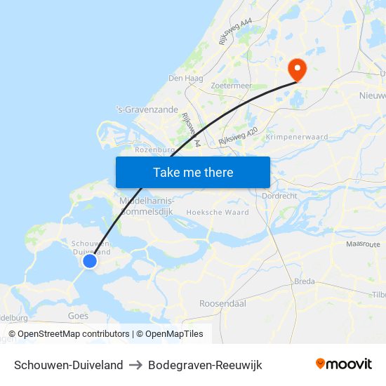 Schouwen-Duiveland to Bodegraven-Reeuwijk map