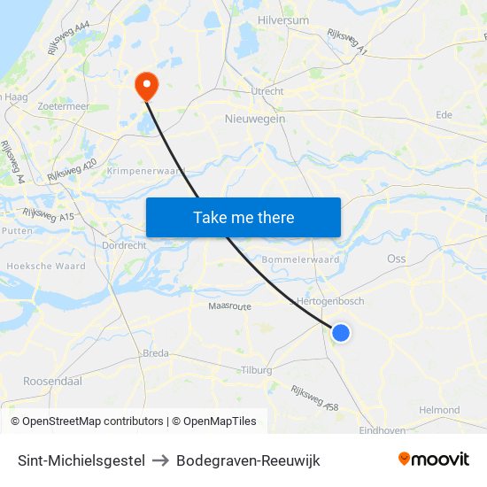 Sint-Michielsgestel to Bodegraven-Reeuwijk map