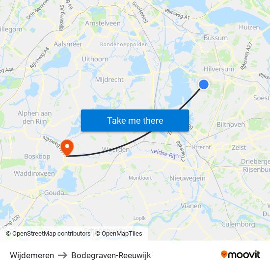 Wijdemeren to Bodegraven-Reeuwijk map