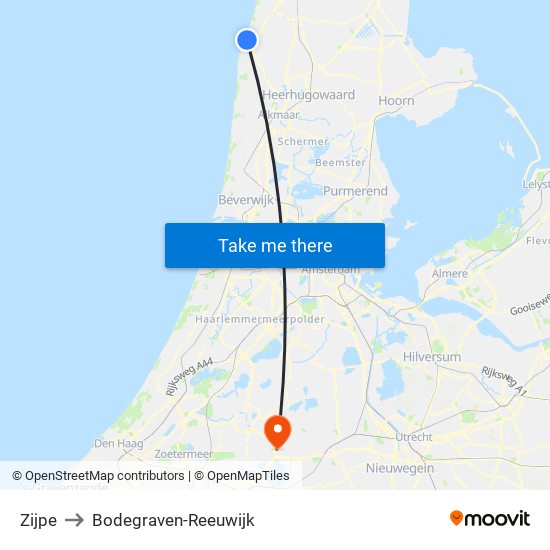 Zijpe to Bodegraven-Reeuwijk map